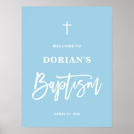 Poster Elegante Elegante Blue Boy Baptism bem-vindo