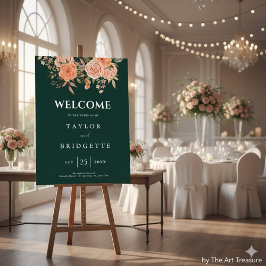 Poster Elegante Emerald Green Floral Casamento outono Bem