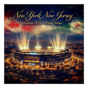 Póster Elegante Estádio de Nova York Hospeda Copa do Mund