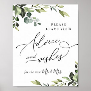Poster Elegante Eucalyptus Advice & Deseja Sinal de Casam