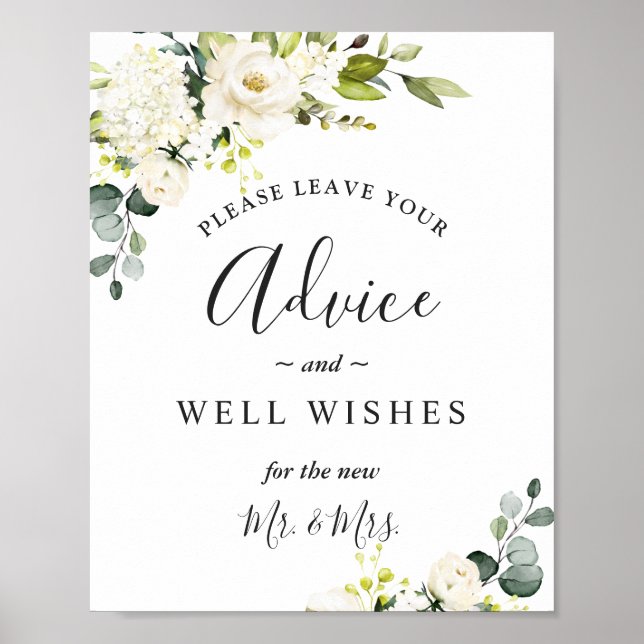 Poster Elegante Eucalyptus Advice e Bem Deseja Casamento (Frente)