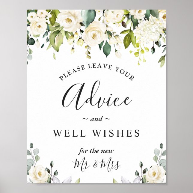 Poster Elegante Eucalyptus Advice e Bem Deseja Casamento (Frente)