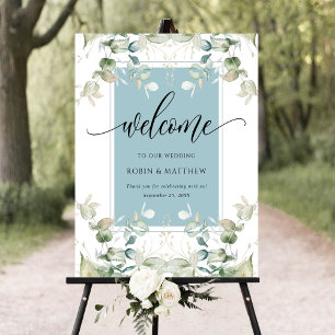 Poster Elegante Eucalyptus Greenerence Bem-vindo Sinal Az