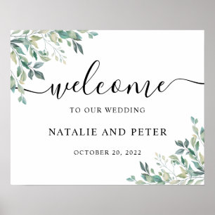 Poster Elegante Eucalyptus Greenery Sinal de Boas-vindas