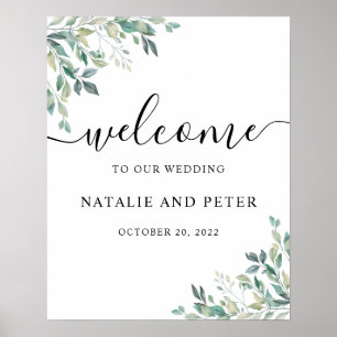 Poster Elegante Eucalyptus Greenery Sinal de Boas-vindas