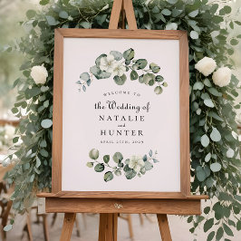Poster Elegante Eucalyptus Leaf Arch Greenery Sinal de Ca