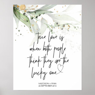 Poster Elegante Eucalyptus Verde Casado Verdadeiro Amor B