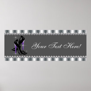 Póster Elegante Faixa de Sapato de Salto Alto Leopardo Ro