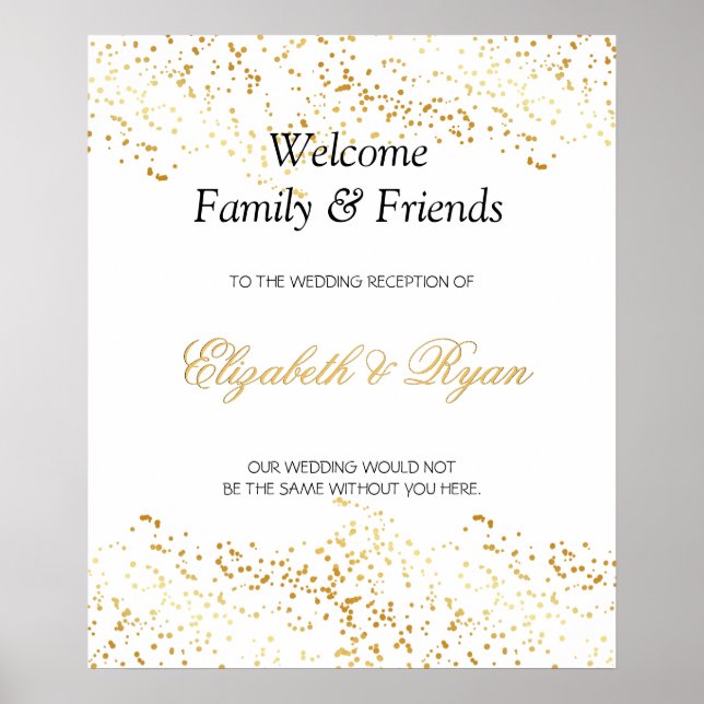 Póster Elegante, Faux Gold Foil Confetti, Personalizado,  (Frente)
