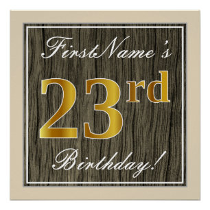 Póster Elegante, Faux Wood, Faux Dourado 23º Aniversári