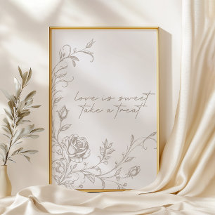 Poster Elegante Favor de Casamento Vintage Sepia Amor é D