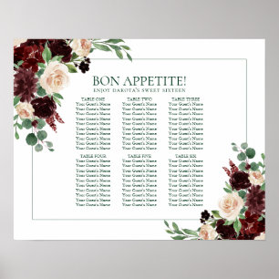 Poster Elegante Floral   Armamento da Frame de Marsala