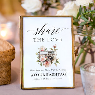 Poster Elegante Floral Compartilha O Sinal De Hashtag De