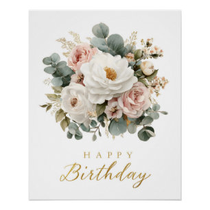 Póster Elegante Floral "Parabéns"