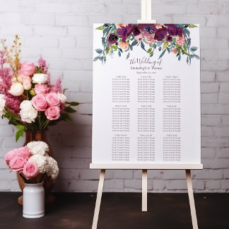 Poster Elegante Floral | Quadro de Assentos com Grinalda
