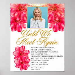 Poster Elegante Floral Rosa de Funeral Memorial Placa de