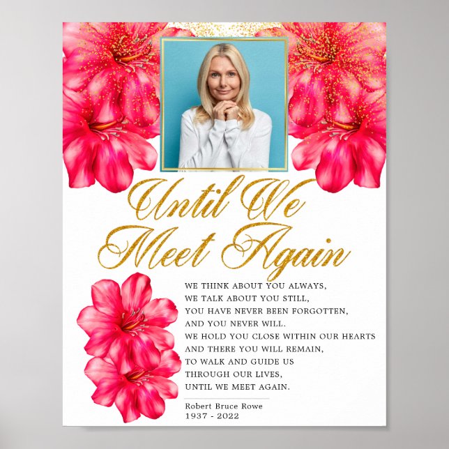 Poster Elegante Floral Rosa de Funeral Memorial Poema Sin (Frente)