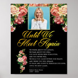 Poster Elegante Floral Rosa Sinal de Poema de Funeral com