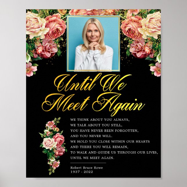 Poster Elegante Floral Rosa Sinal de Poema de Funeral com (Frente)
