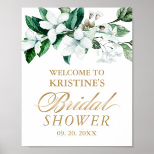 Poster Elegante Floral Watercolor Chá de panela Greenery
