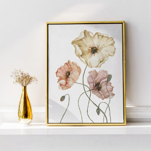 Poster Elegante Floral Watercolor Poppies Islandeses