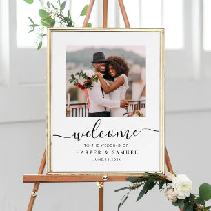 Poster Elegante Foto de Boas-Vindas de Casamento com Cali