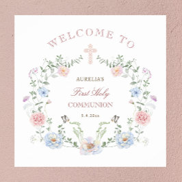 Poster Elegante Frame Floral First Communance