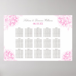 Póster Elegante Fuchsia Pink Floral Peony Endereço