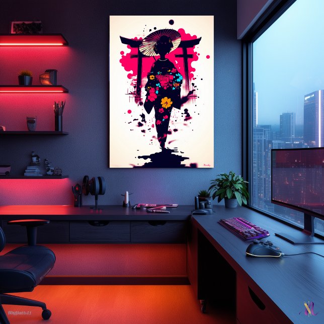 Poster Elegante Geisha embaixo da porta de Torii (Criador carregado)