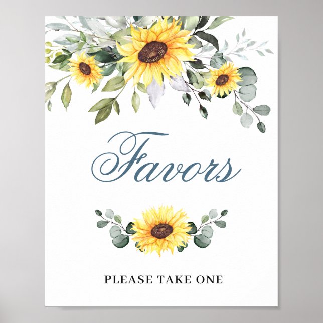 Poster Elegante Girassol Eucalyptus Favorece Sinal de Cas (Frente)
