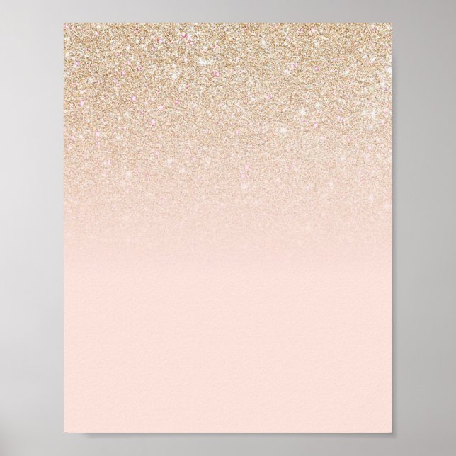 Poster Elegante Glitter Rosa-Rosa-Rosa-Dourada (Frente)