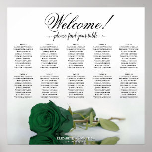 Poster Elegante Gráfico de Assentos à Mesa Rosa Verde Esm