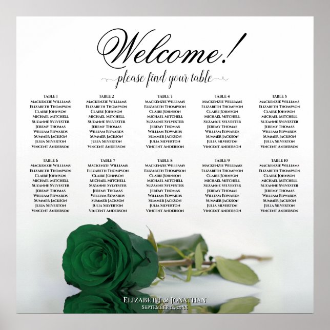 Poster Elegante Gráfico de Assentos à Mesa Rosa Verde Esm (Frente)