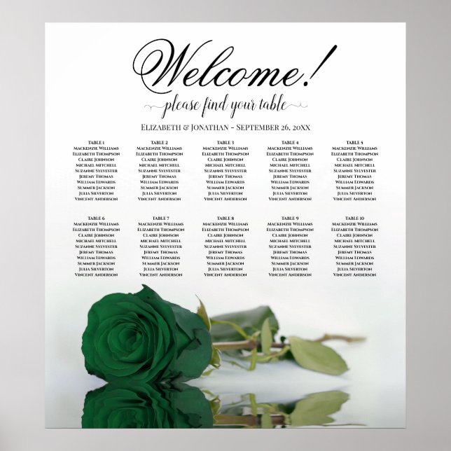 Poster Elegante Gráfico de Assentos à Mesa Rosa Verde Esm (Frente)