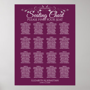 Poster Elegante Gráfico de Assentos de Casamento de Mesa 