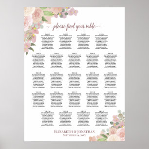 Poster Elegante Gráfico de Assentos de Casamento Floral R