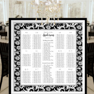 Poster Elegante Gráfico de Assentos de Casamento Preto e 