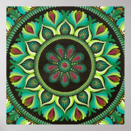 Poster Elegante Green Mandala | Bohemian Zen Minimalist