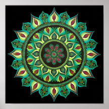 Elegante Green Mandala | Bohemian Zen Minimalist