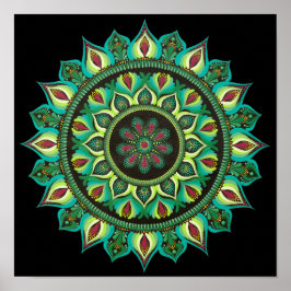 Poster Elegante Green Mandala | Bohemian Zen Minimalist