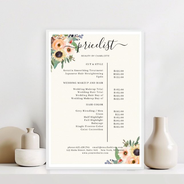 Poster Elegante Greenery Floral Salon (Elegant Greenery Floral Salon Red Poster)