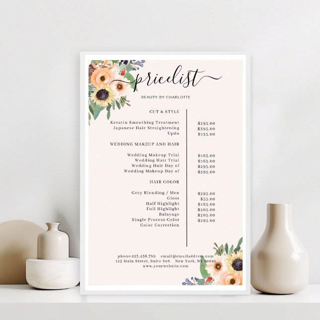 Poster Elegante Greenery Floral Salon (Elegant Greenery Floral Salon Poster)