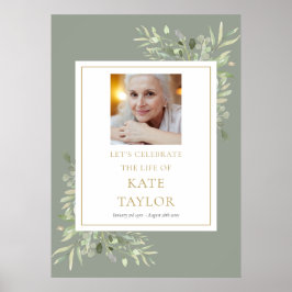 Poster Elegante Greenery Foto Celebração do Sinal de Vida