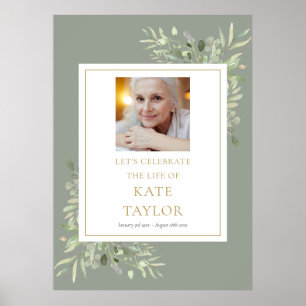 Poster Elegante Greenery Foto Celebração do Sinal de Vida