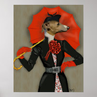 Elegante Greyhound e Red Umbrella