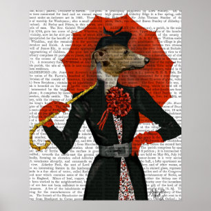 Póster Elegante Greyhound e Red Umbrella