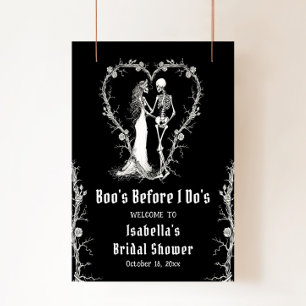 Poster Elegante Halloween Skeleton Chá de panela bem-vind