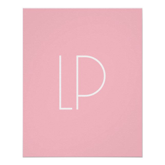 Póster Elegante inicial moderna minimalista em rosa paste (Frente)