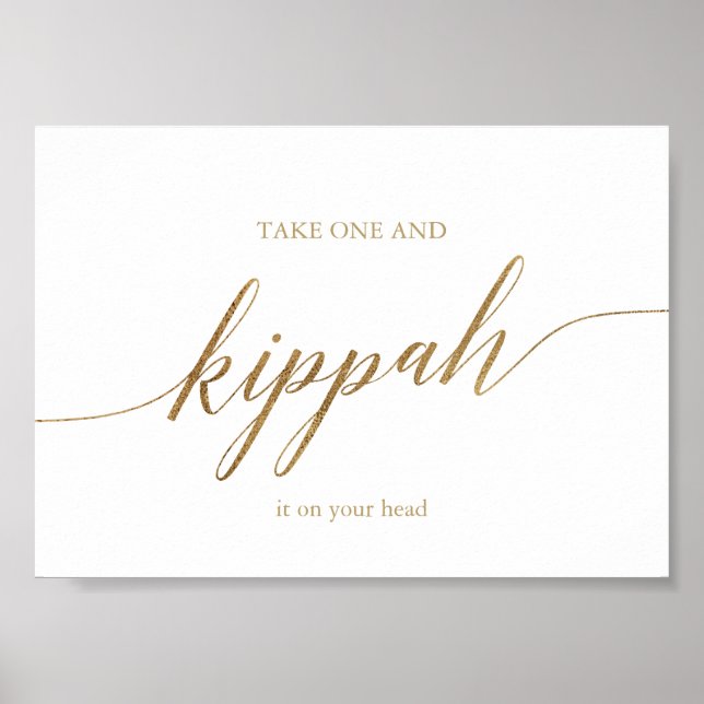 Poster Elegante Kippah Dourado Calliografia (Frente)