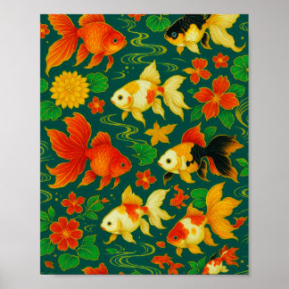 Poster Elegante Koi Pond Pattern
